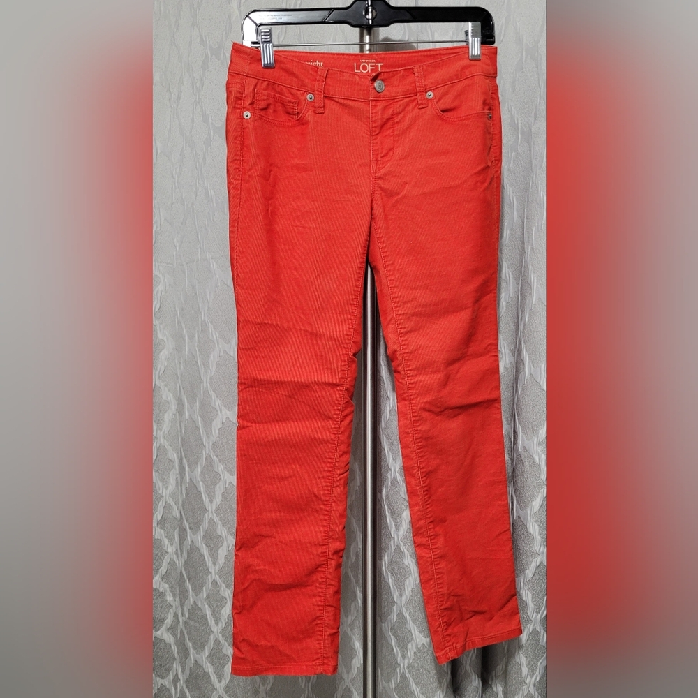 Ann Taylor LOFT - Corduroy Modern Straight Fit Jeans - Red Orange